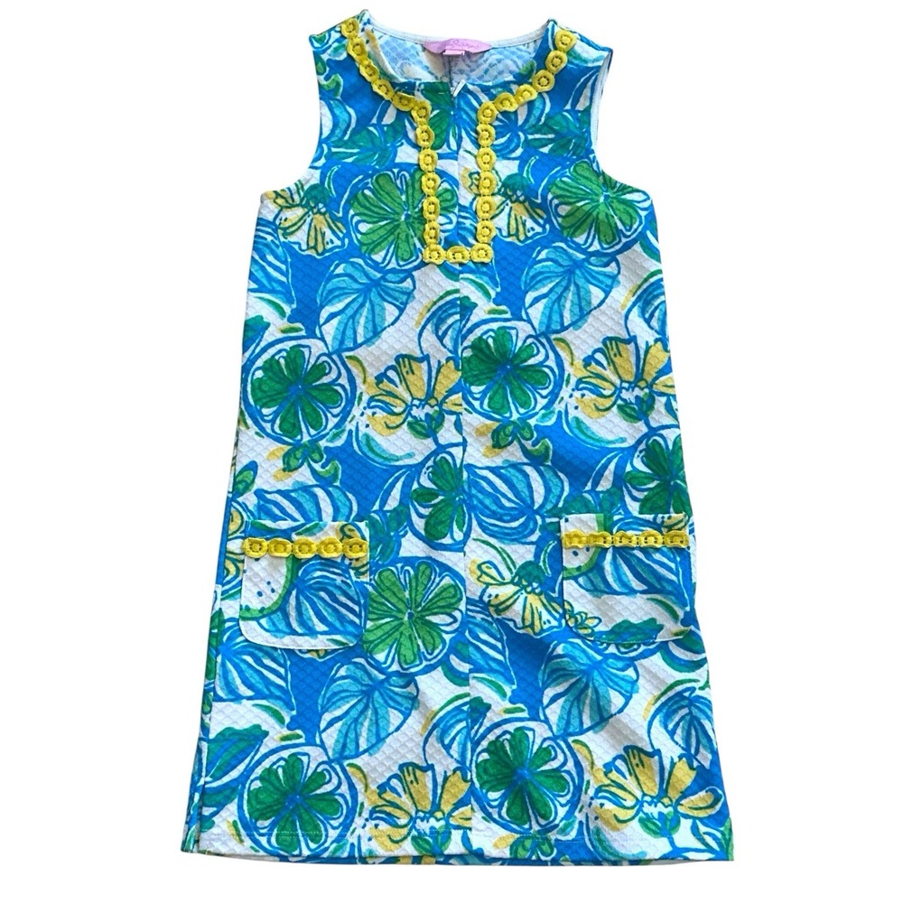 Lilly Pulitzer Girl's Shift Dress Size M (6-7) Fruits & Flowers Pockets